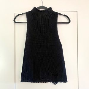 Sleeveless cowl neck sweater